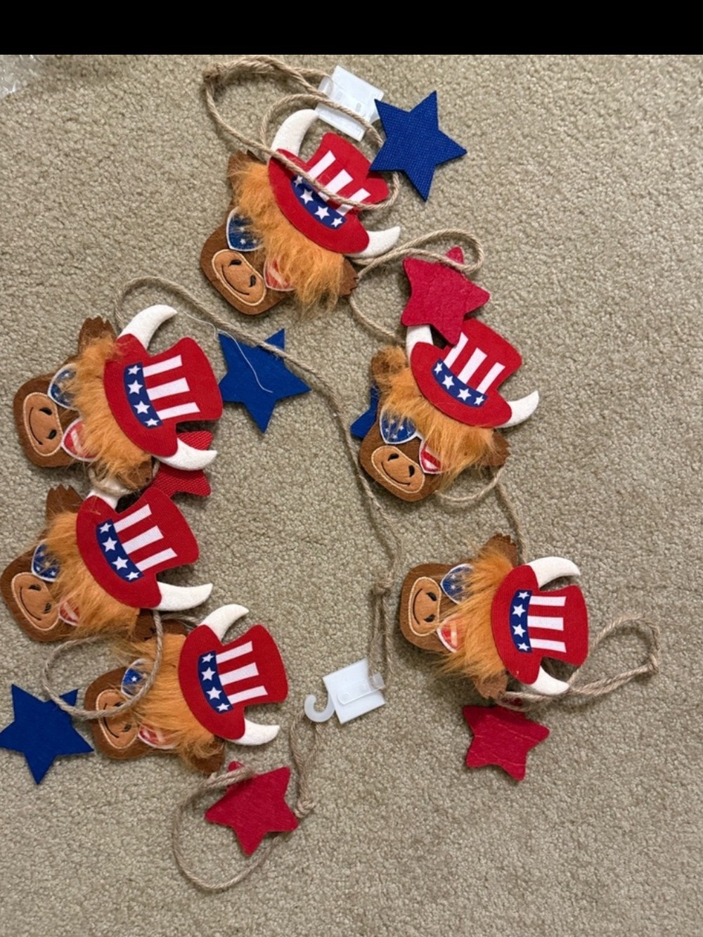 NWT set of 2 Hobby Lobby Highland Cow Patriotic Garland